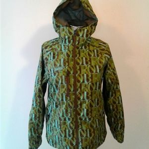 Burton DryRide Snowboard Ski Jacket Men's spell out logo camo Hooded Size M